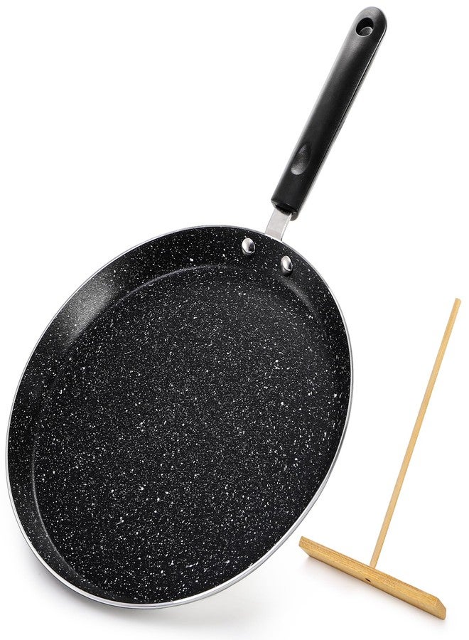 WRINGKIT 10 Inch Nonstick Crepe Pan with Spreader, Flat Skillet Tortilla Pan with Granite Coating, Round Griddle Pancake Pan with Stay-Cool Handle, Induction Compatible, PFOA Free - Image 1
